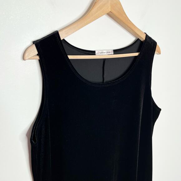 Spencer Alexis Velvet Midi Dress Womens Large Black Sleeveless Classic Cocktail - Picture 4 of 9